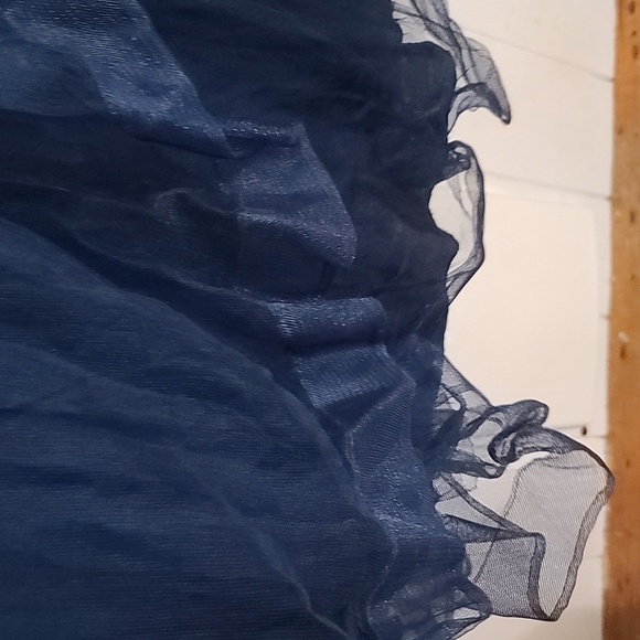 TLC Say Yes To The Prom Dress Navy Beaded Layered Tulle Lined Sz 7/8 GUC *READ* - Picture 4 of 14